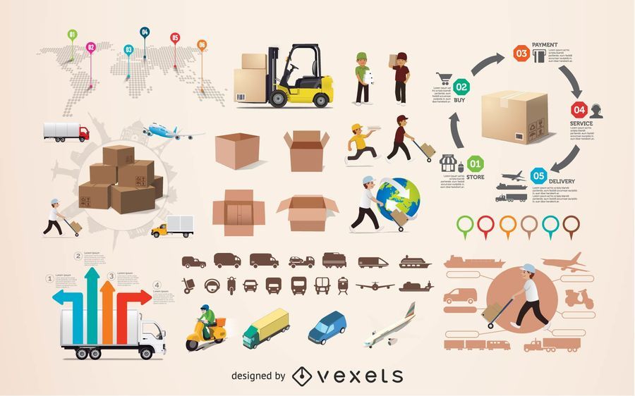 Elementos De Infografía Logística Descargar Vector 7250