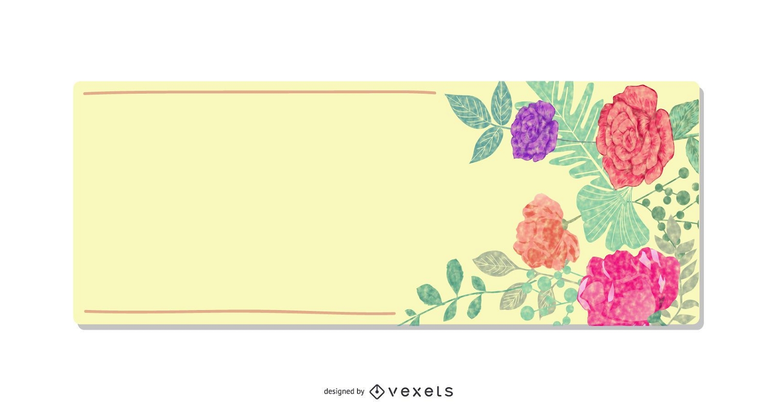 Yellow Banner Colorful Flowers Frame