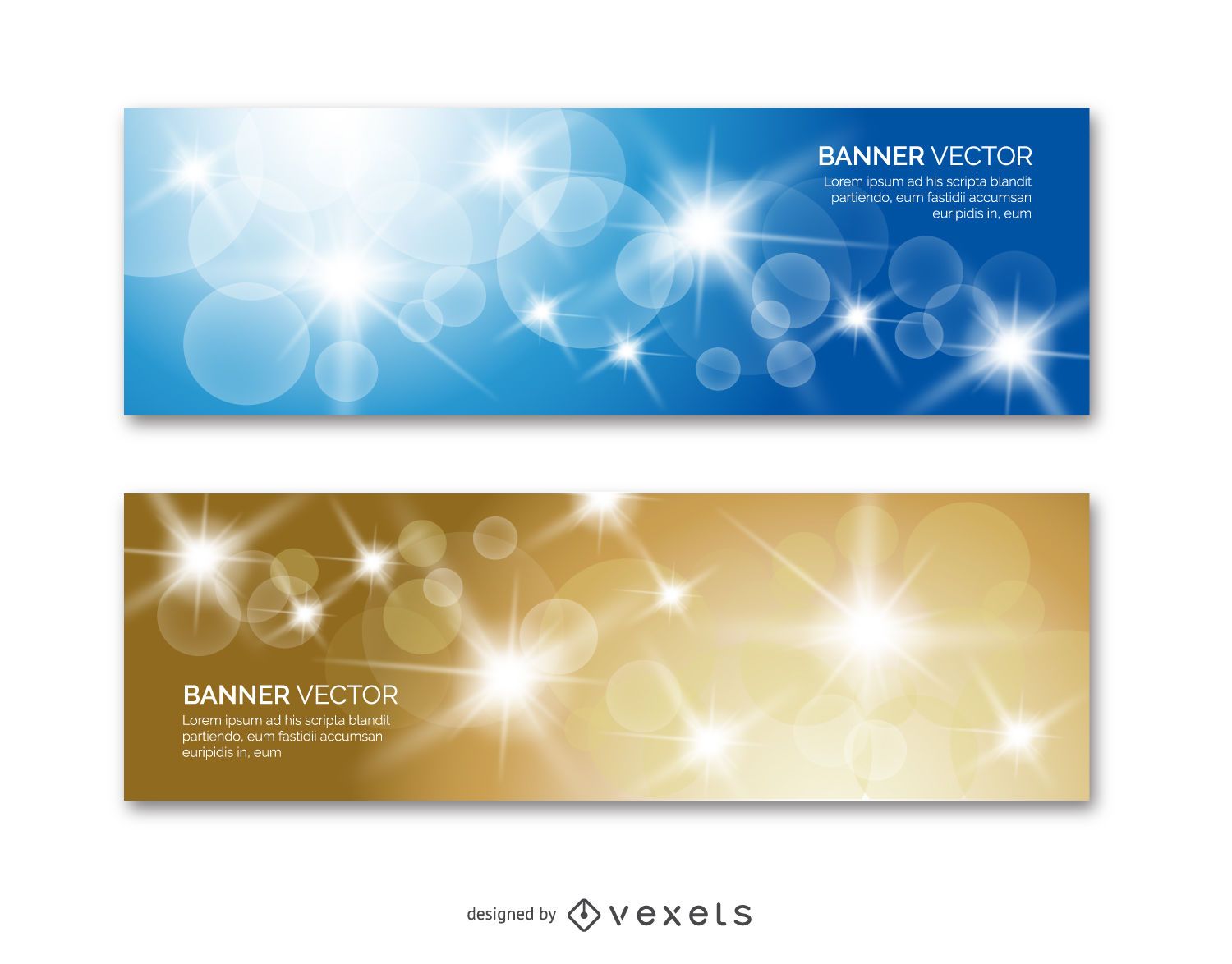 2 banner set with shinning circles and sparks