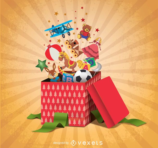 Caixas de presente cheias de brinquedos Caixas de presente cheias de brinquedos