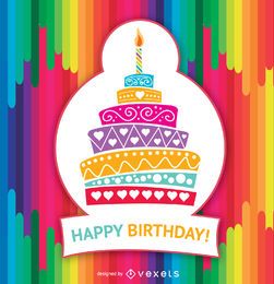 Pastel colorido feliz cumpleaños