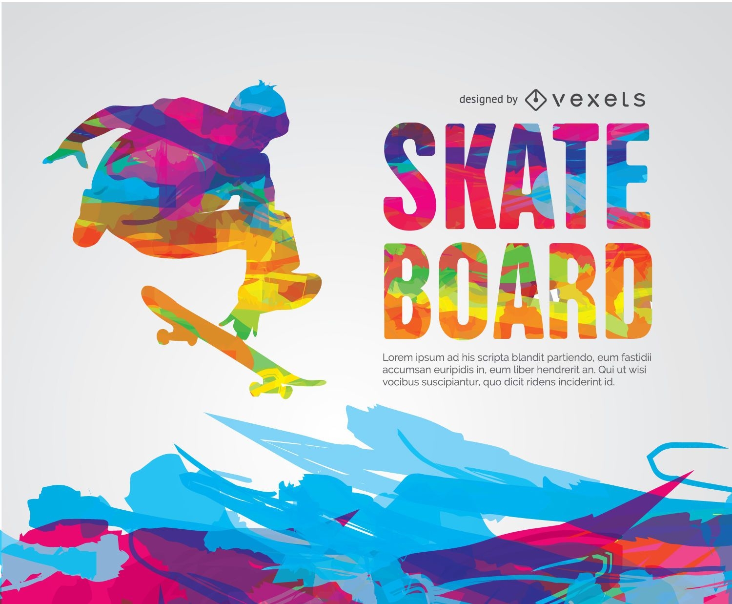 Buntes pyscodelisches Design des Skateboards