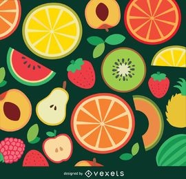 Flat fruits background 