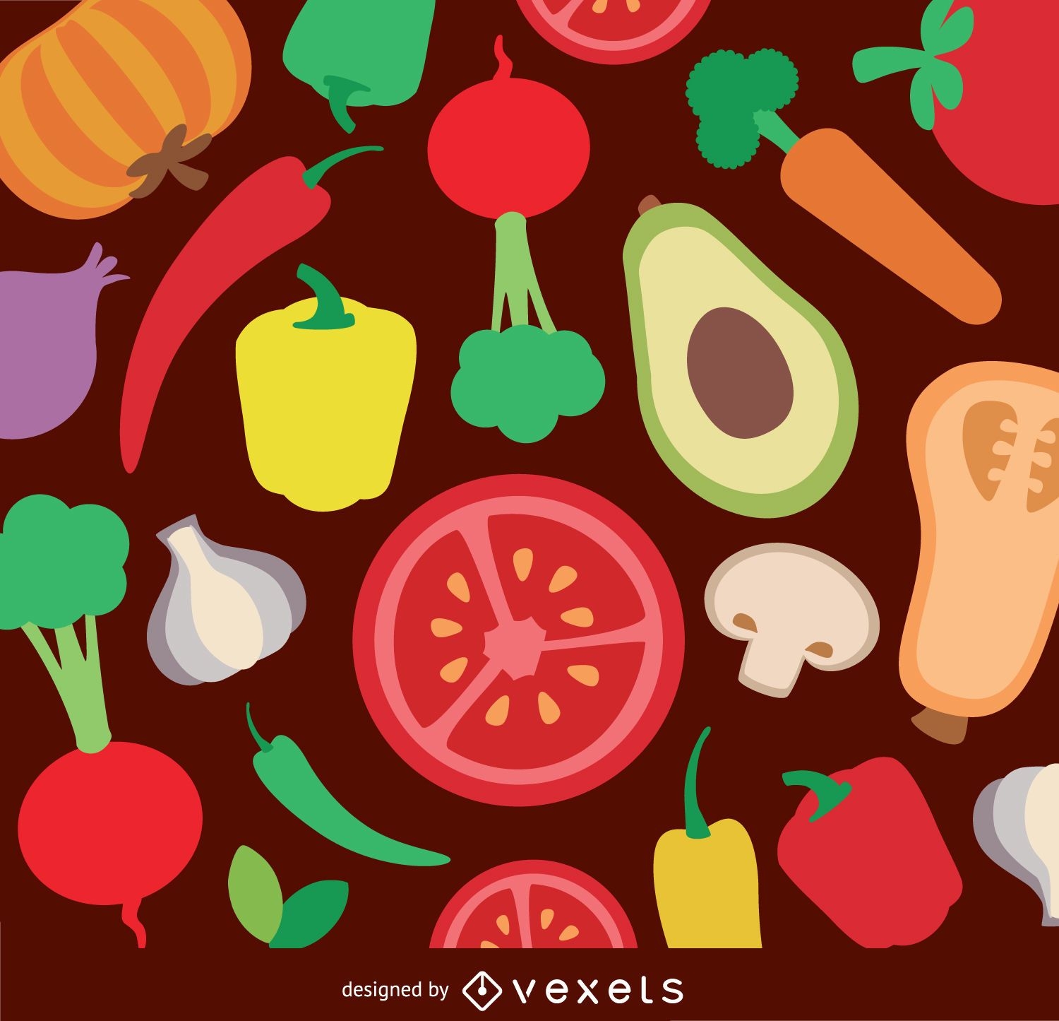 Vegetables flat background