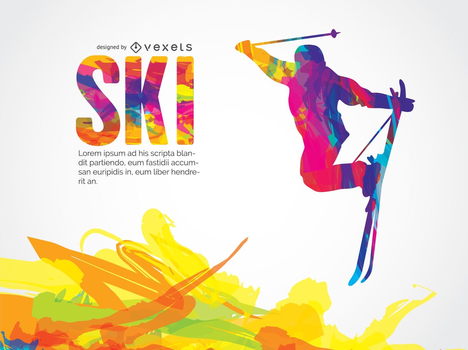 Diseño colorido de esquí