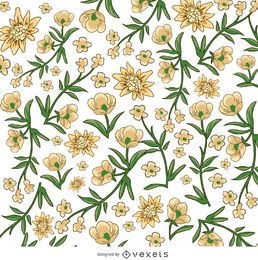Yellow and white flower pattern