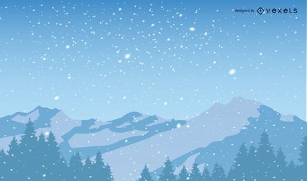 Fondo de montañas nevadas de Navidad