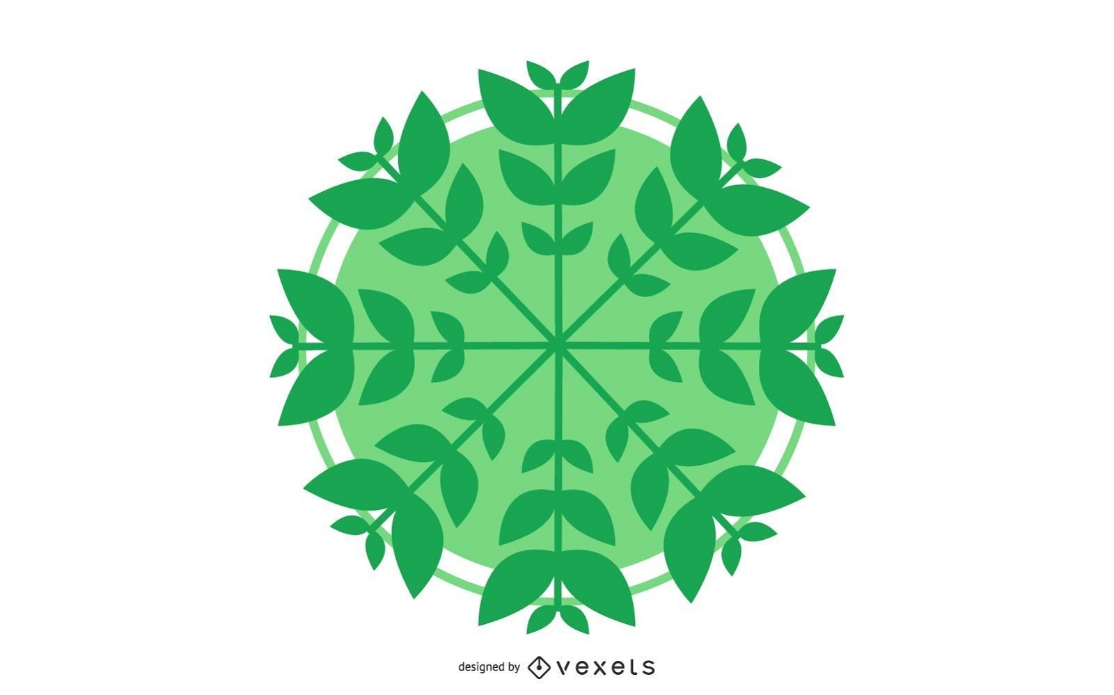 Vector Circle with Leaves