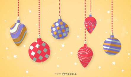Flat Design Christmas Ornament Set