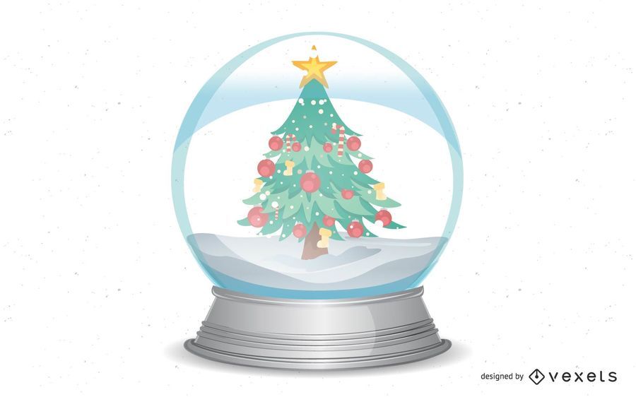 Navidad bola de nieve con árboles Navidad bola de nieve con árboles