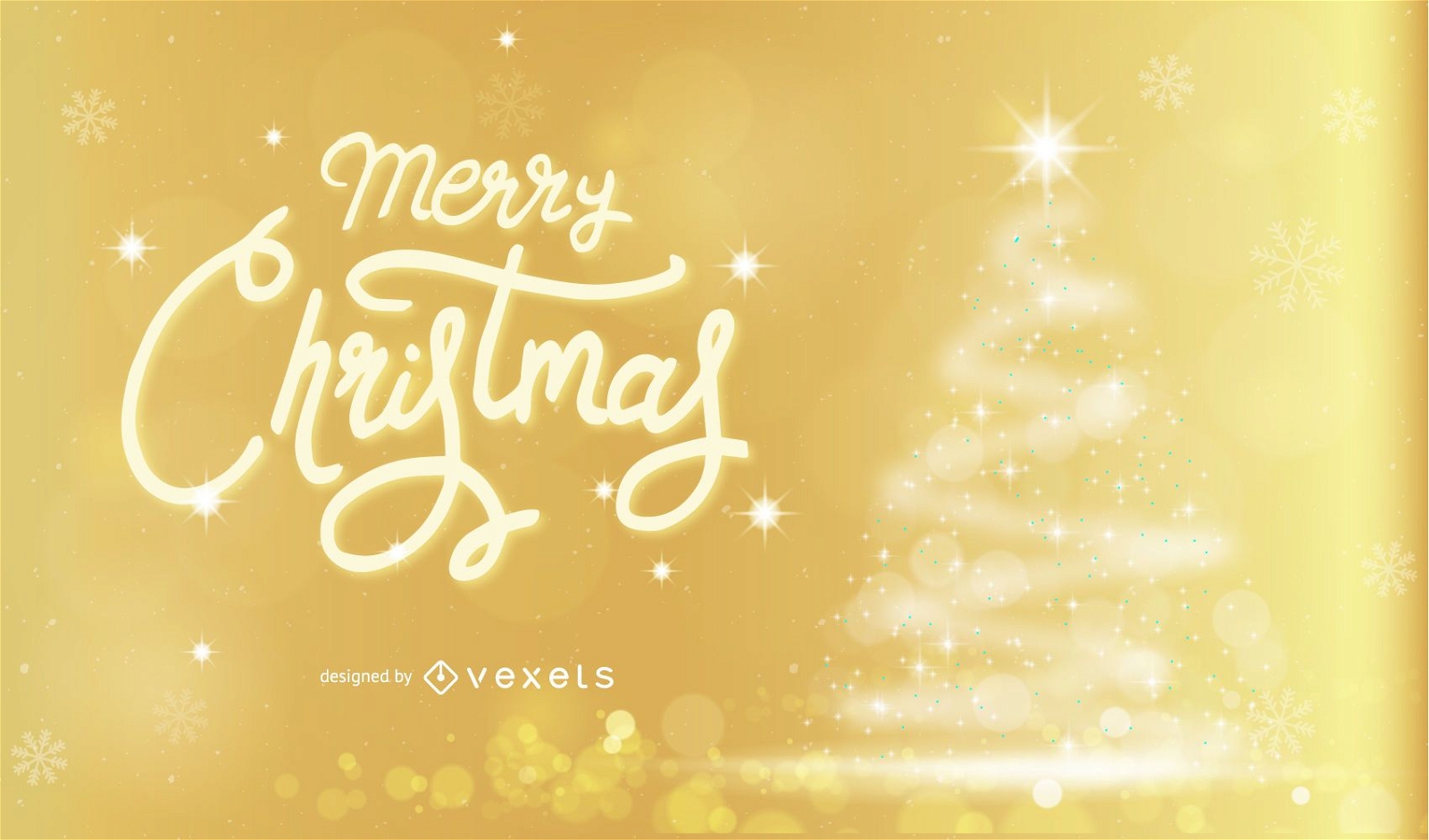 Merry Christmas Golden Background Design