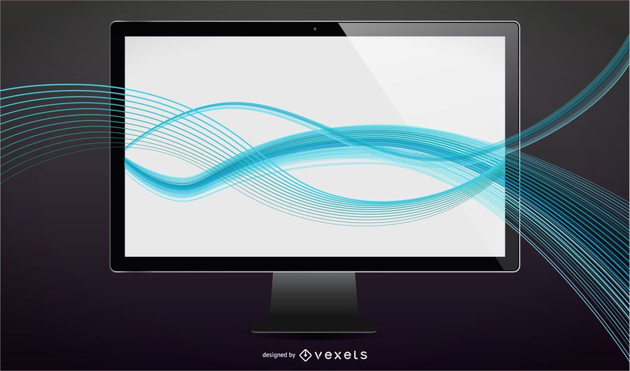 Vector LCD tv with waves Vector LCD tv with waves