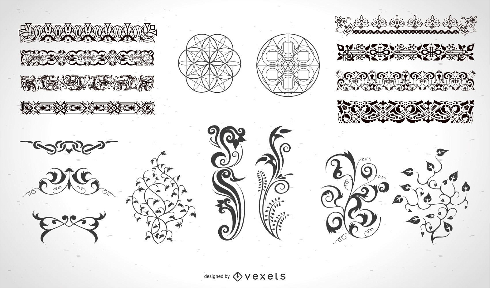 Elementos caligráficos y decoraciones de página.