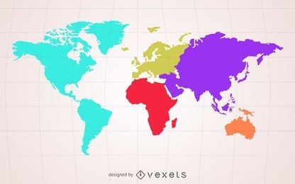 Silhueta de mapa mundial creme