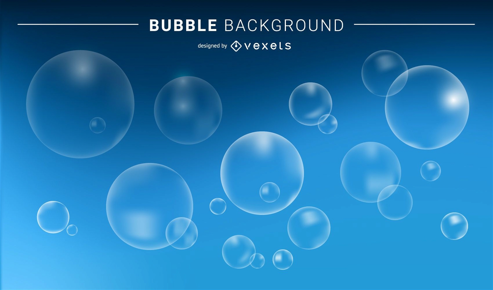 Burbujas transparentes y fondo azul