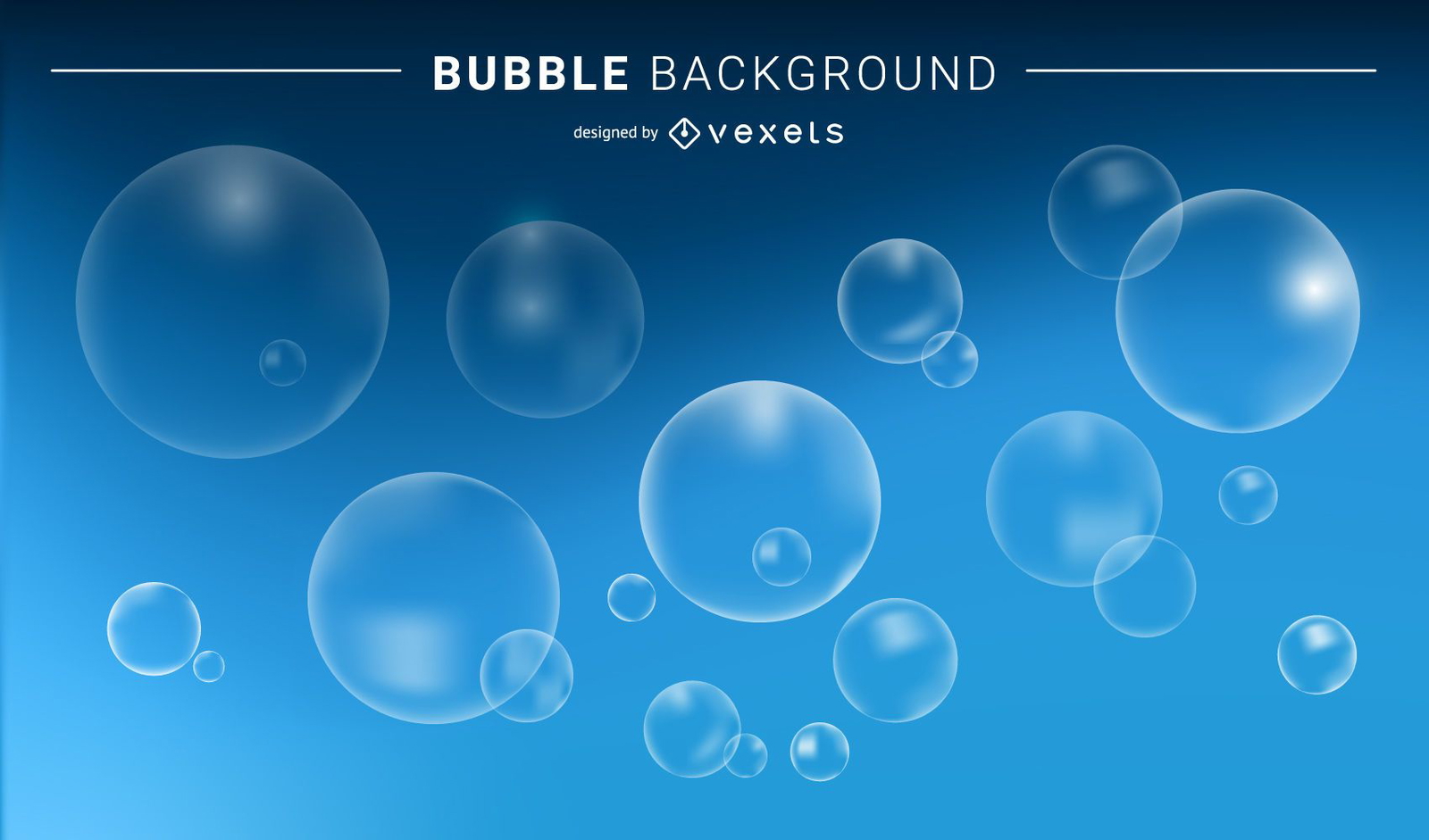 Transparent bubbles and blue background