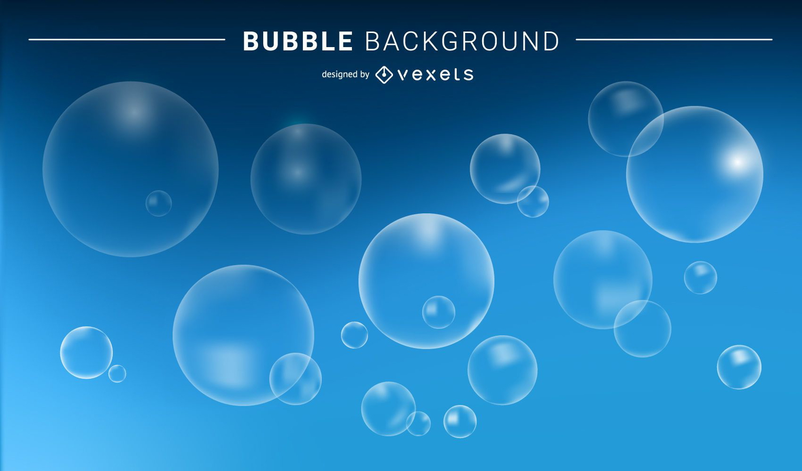 Transparente Blasen und blauer Hintergrund