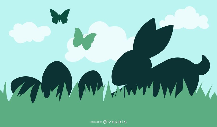 Easter Rabbit and Eggs with Grass Easter Rabbit and Eggs with Grass