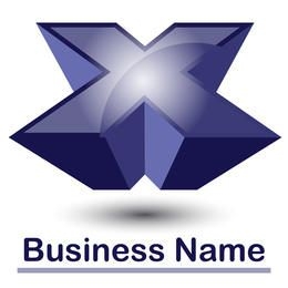 Logotipo X abstrato azul