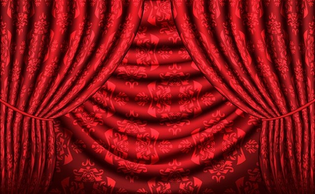 Cortina de vector rojo con textura vintage