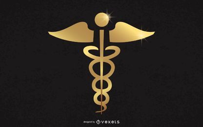 Gold Medical Caduceus Sign