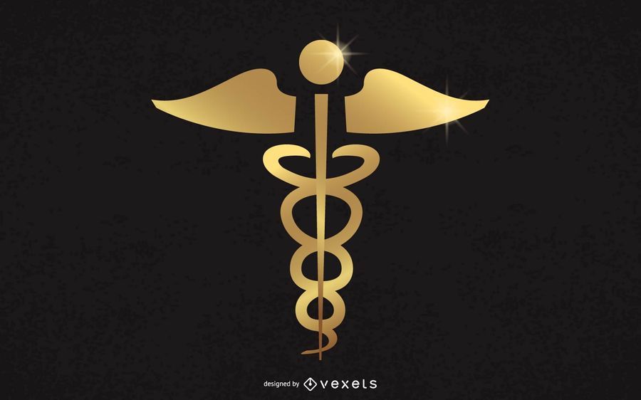Gold Medical Caduceus Sign Vector Download