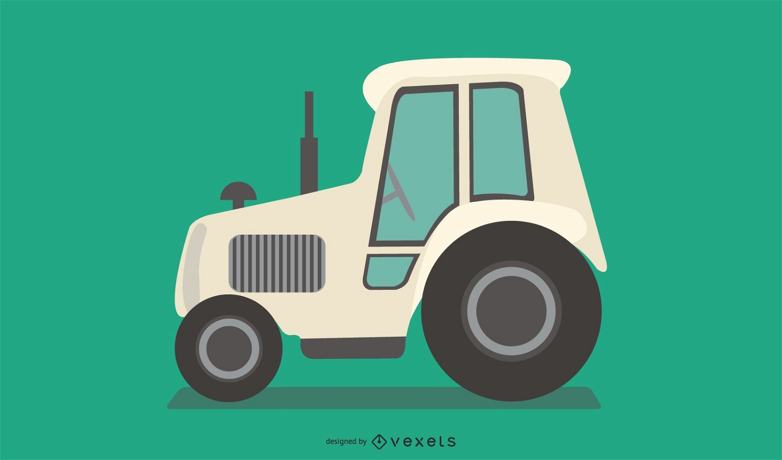 Flat White Tractor Illustration