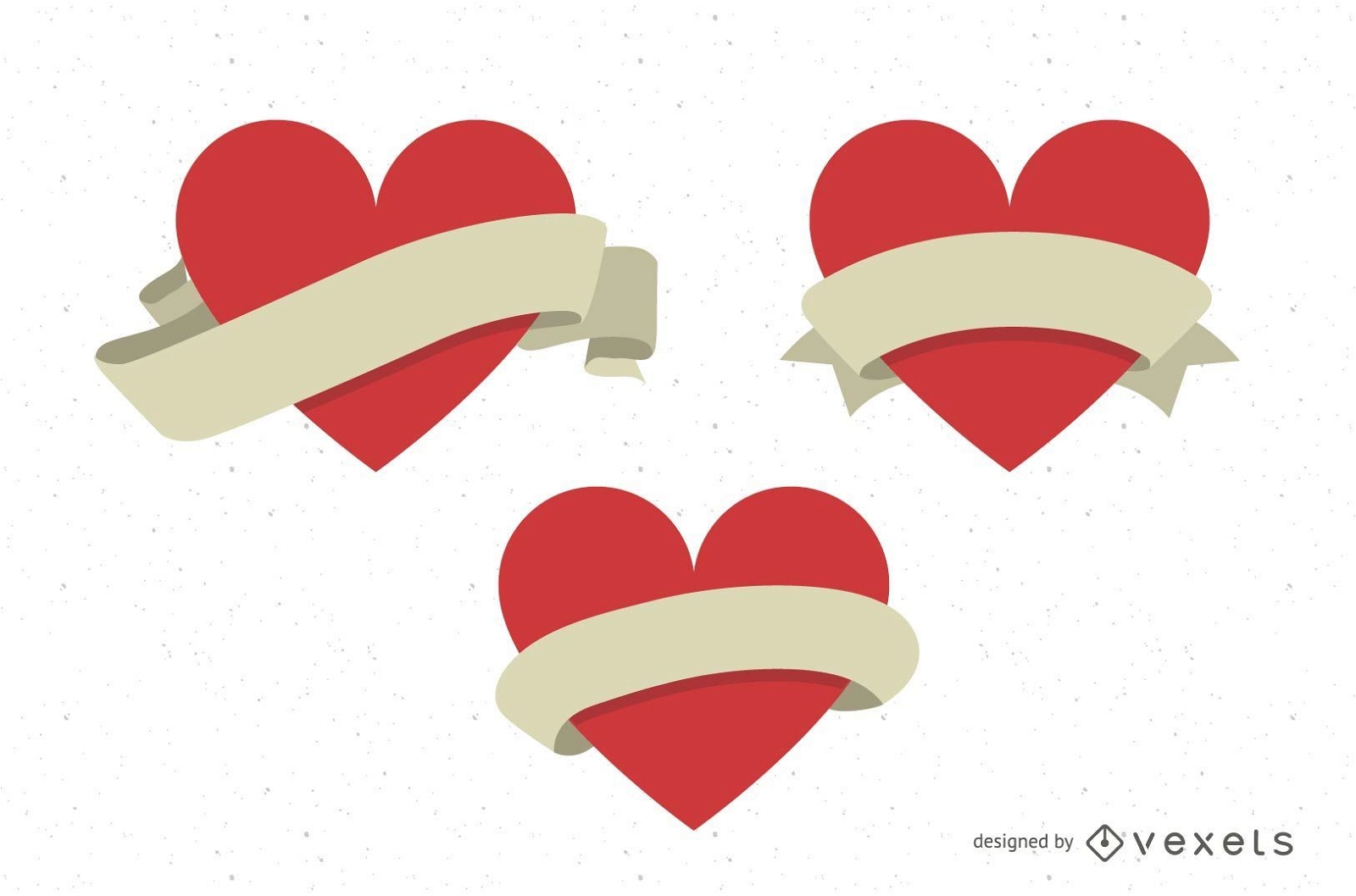 Vector Hearts With Ribbons