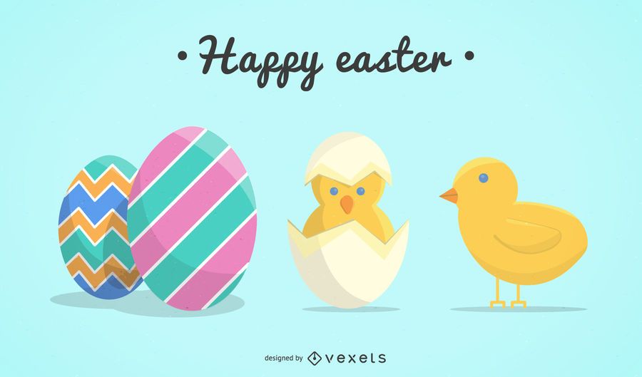 Huevos de pascua y pollo Huevos de pascua y pollo