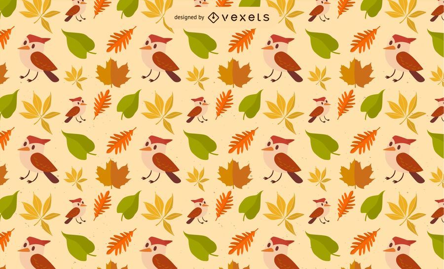 Fall Leaf Bird Vector Pattern Fall Leaf Bird Vector Pattern