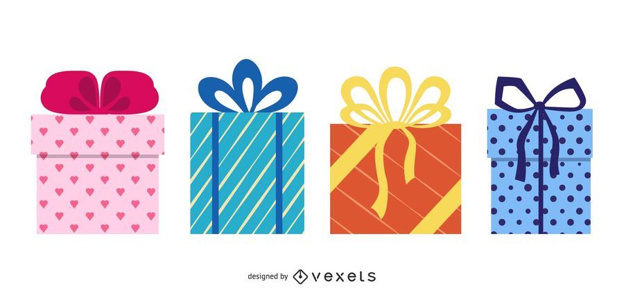 Gift Box Set Flat Design Gift Box Set Flat Design