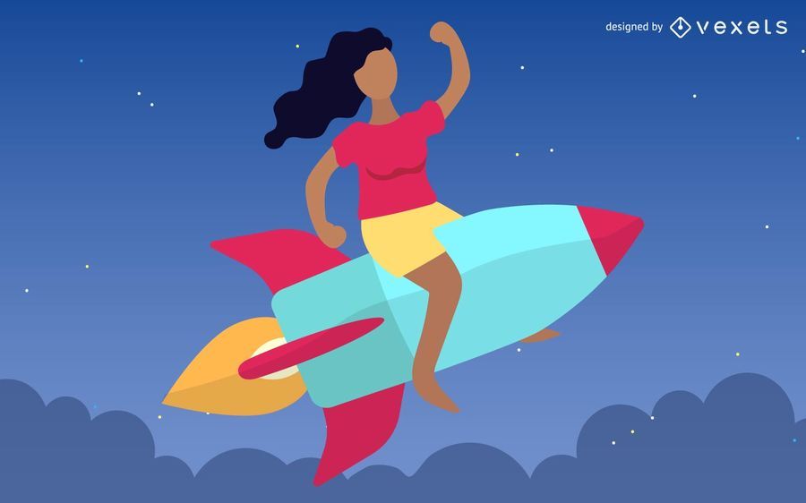 Girl riding rocket with missiles Girl riding rocket with missiles