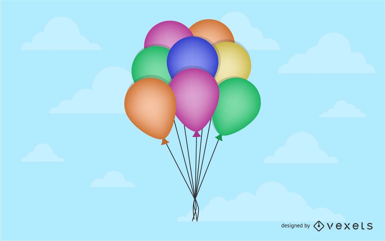 Printable Happy Birthday Balloons Clip Art