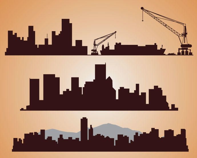 Industrial Cityscape Silhouettes Industrial Cityscape Silhouettes