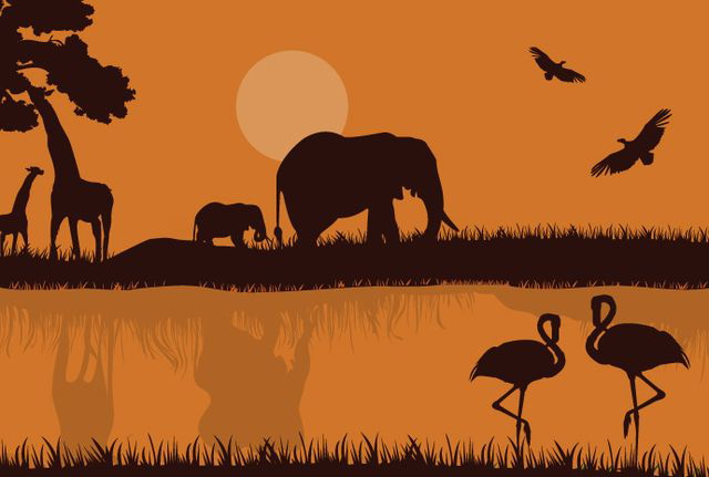 African Safari Silhouette - Vector Download