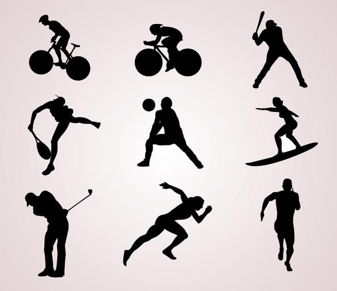 Silhuetas de jogador de esportes Silhuetas de jogador de esportes