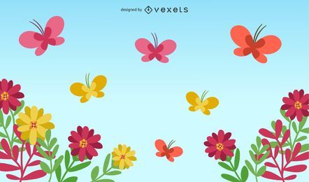 Borboletas com flores