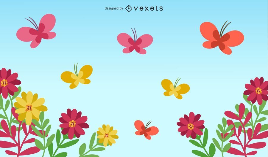 Borboletas com flores Borboletas com flores