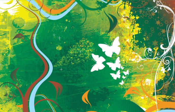 Paint Background Butterflies - Vector Download