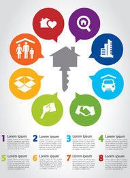Infográfico de chave de casa Infográfico de chave de casa