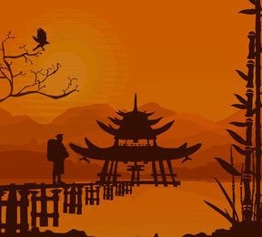 Oriental Sunset Background