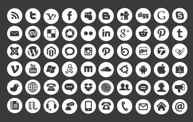 Ícones planos de mídia social