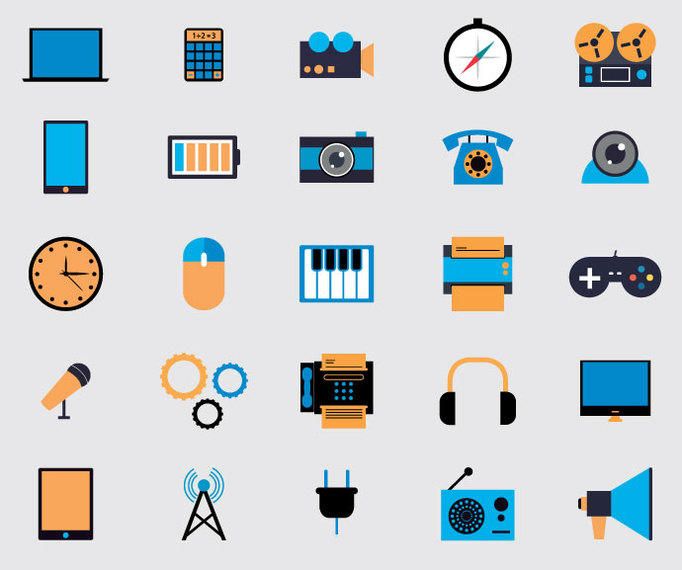 Iconos multimedia planos Iconos multimedia planos