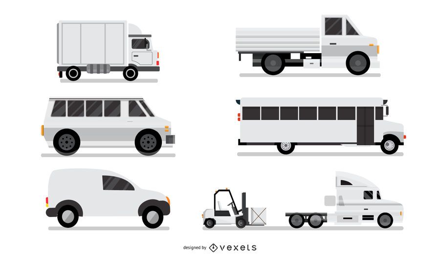 White Industrial Vehicles Set White Industrial Vehicles Set