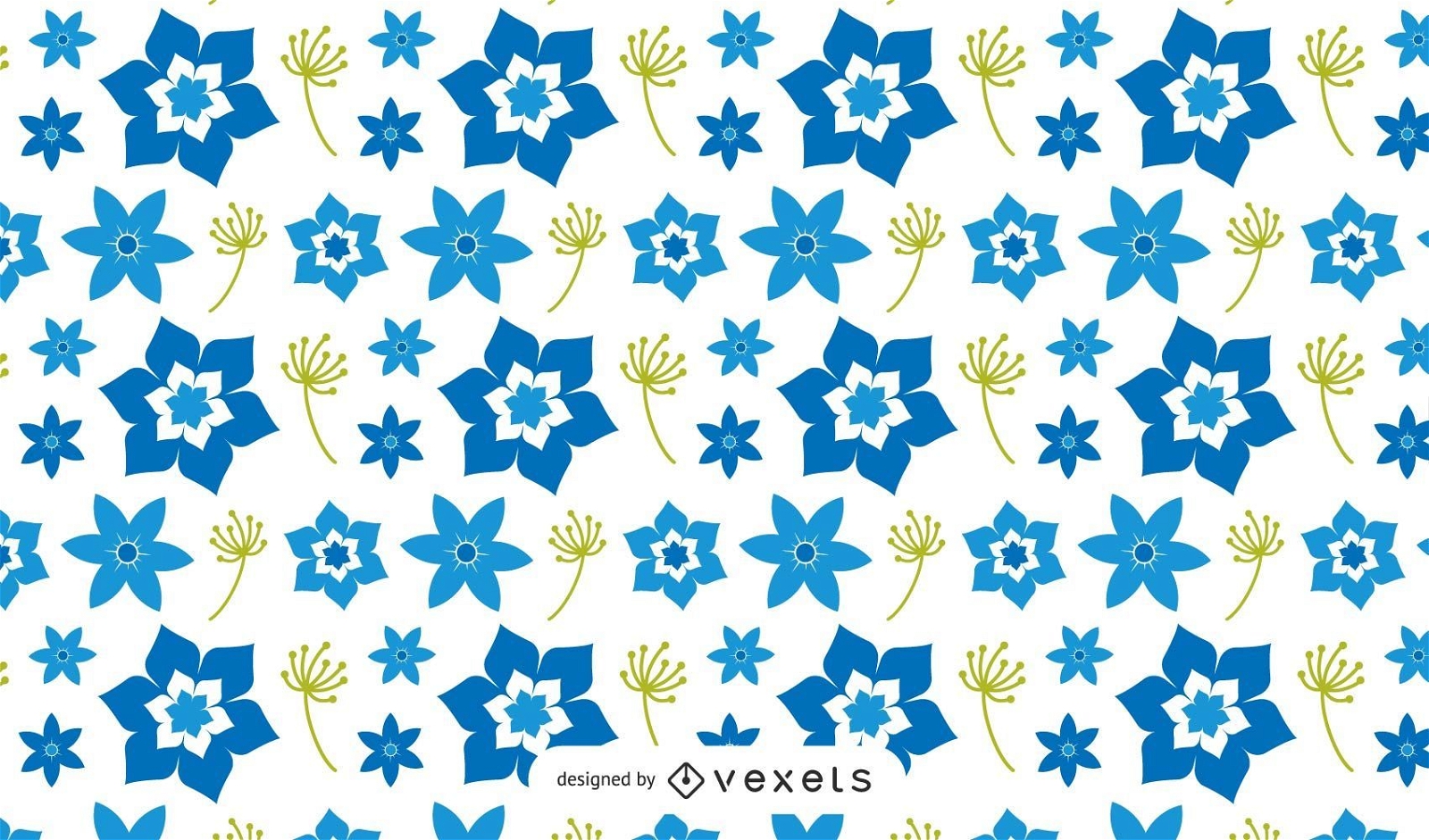 Diseño de patrón floral azul