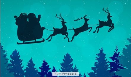 Santa Claus Flying Christmas Background