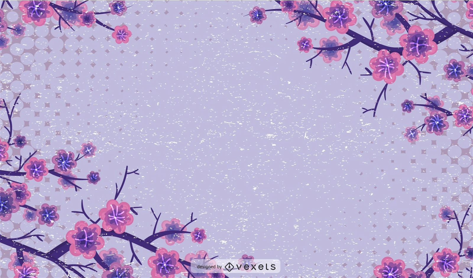 Grungy Floral Halftones Background