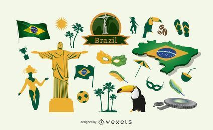 Pacote de elementos do brasil