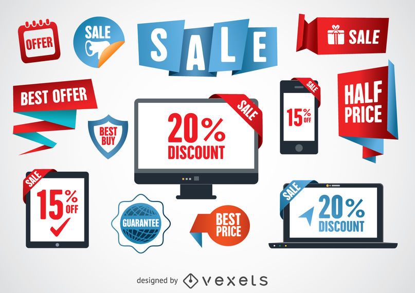 Sale labels and ribbons Sale labels and ribbons