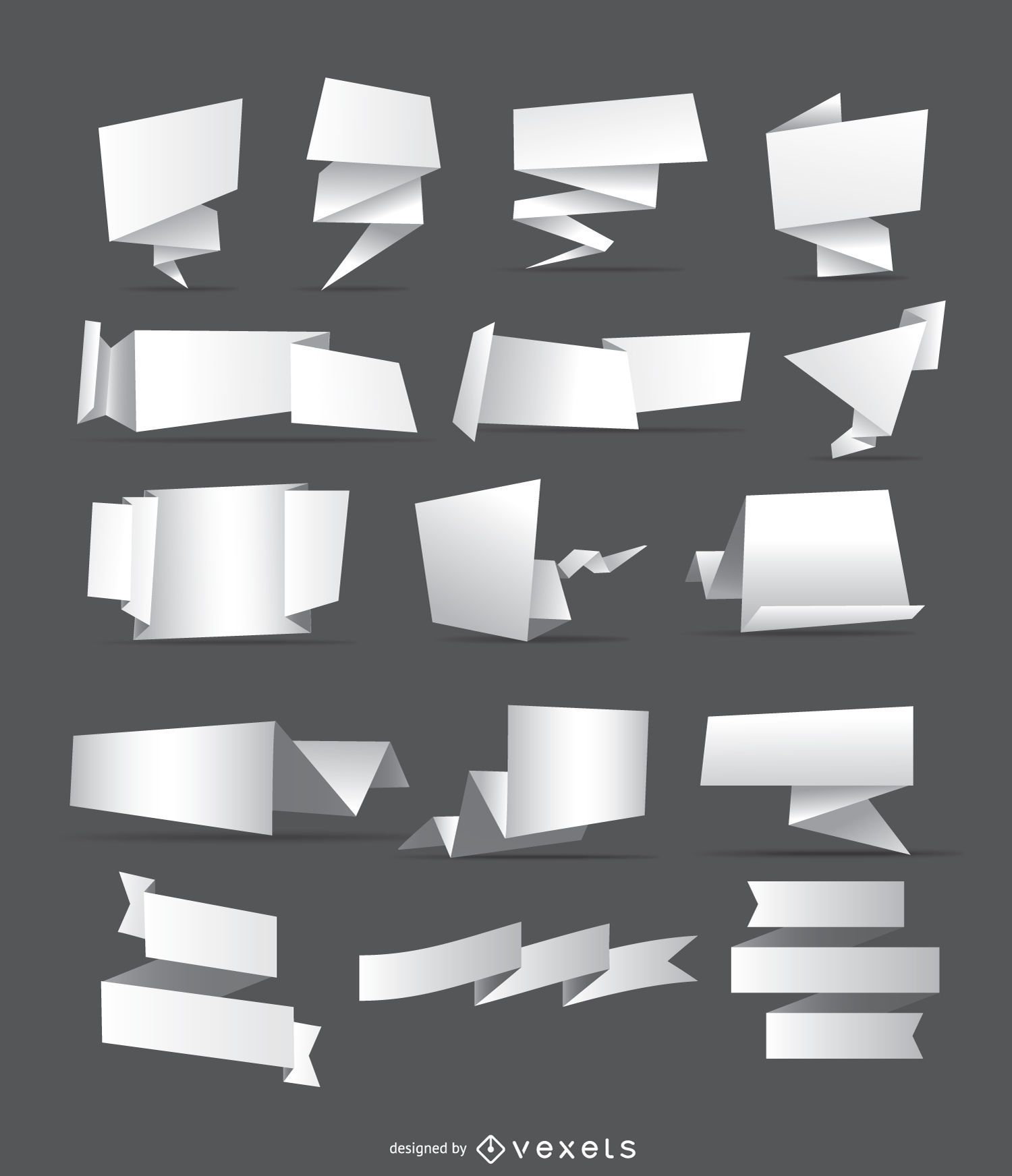16 banners e fitas de origami